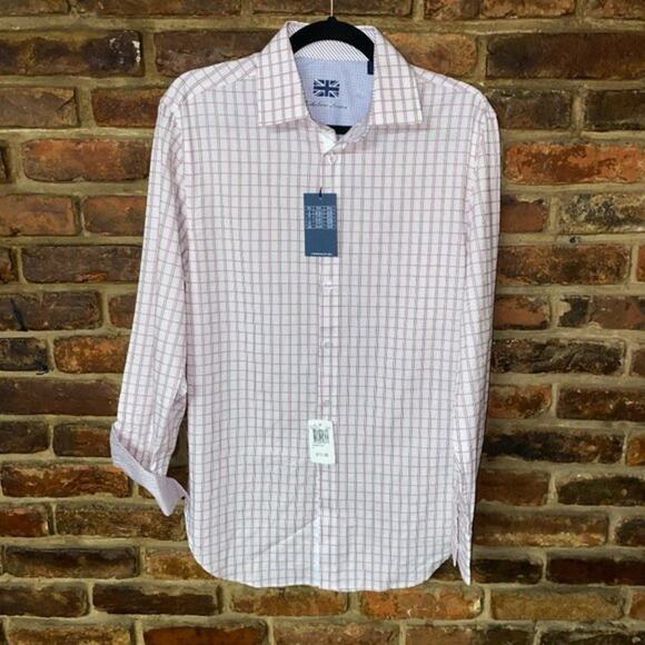 NWT Michaelsons Purple Windowpane Plaid Button Down Shirt Men's Size Small - Picture 1 of 7